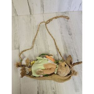 Bristle brush hanging hammock Easter Bunny carrot spring girl flower home decor